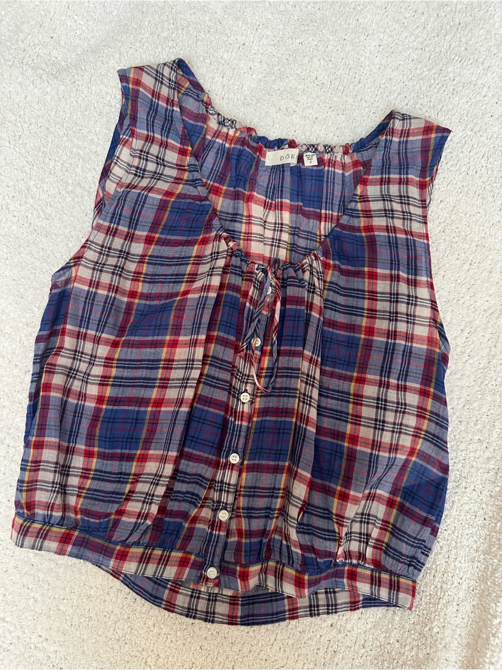 Doen Theo top in plaid
